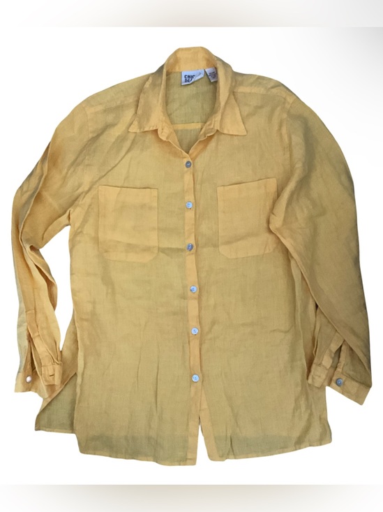 Chico's Tops - Chico’s Design 100% Linen Button Front Shirt Mustard Yellow Women’s Size 1 M